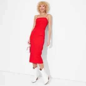 New - Women's Plisse Column Midi A-Line Dress - Wild Fable Red XS