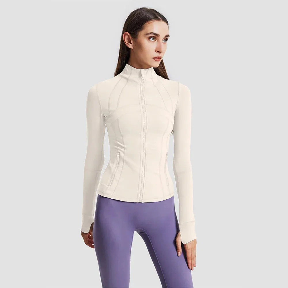 New yoga jacket with zipper, stand-up collar, ideal for fitness training