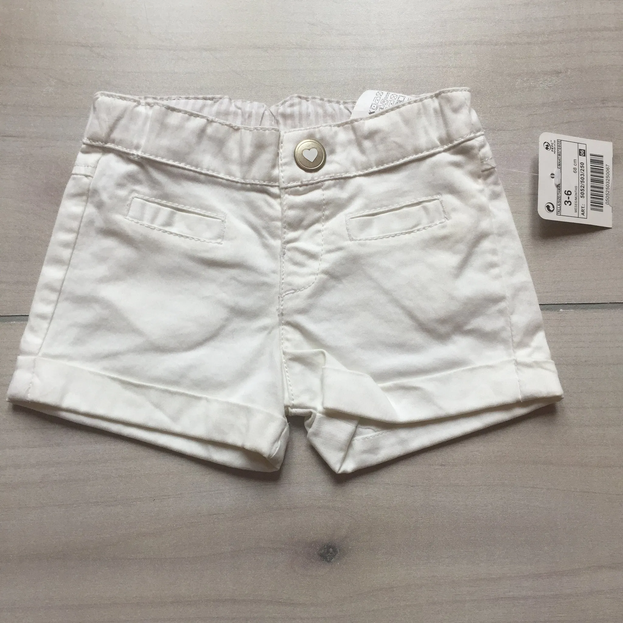 NEW Zara Baby White Heart Pocket Shorts