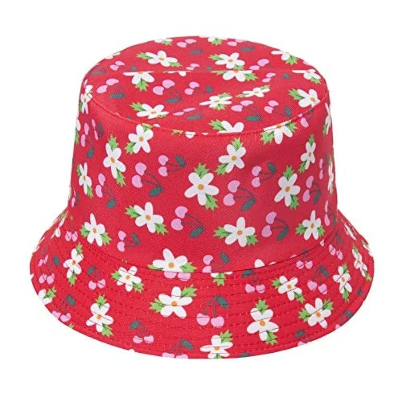 NEWBLOM Cute Flower Print Bucket Hat Fisherman Summer Animal Sun Cap