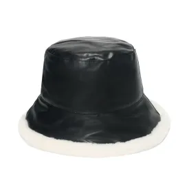 NEWBLOM Winter Leather Warm Fisherman Hat Bucket Hat