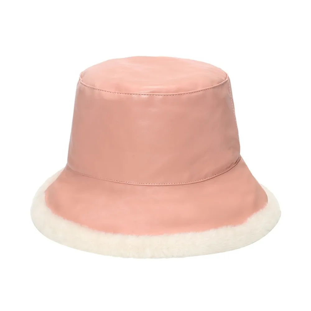 NEWBLOM Winter Leather Warm Fisherman Hat Bucket Hat