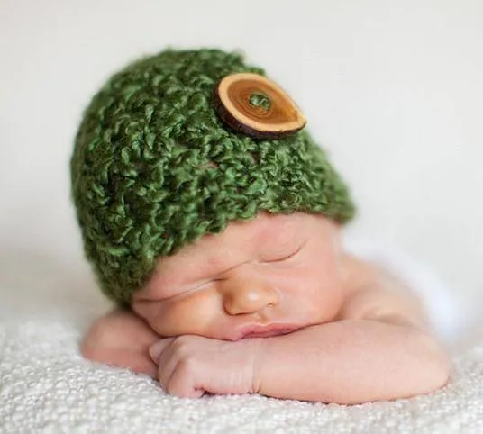 Newborn Baby Beanie Hat Grass Green