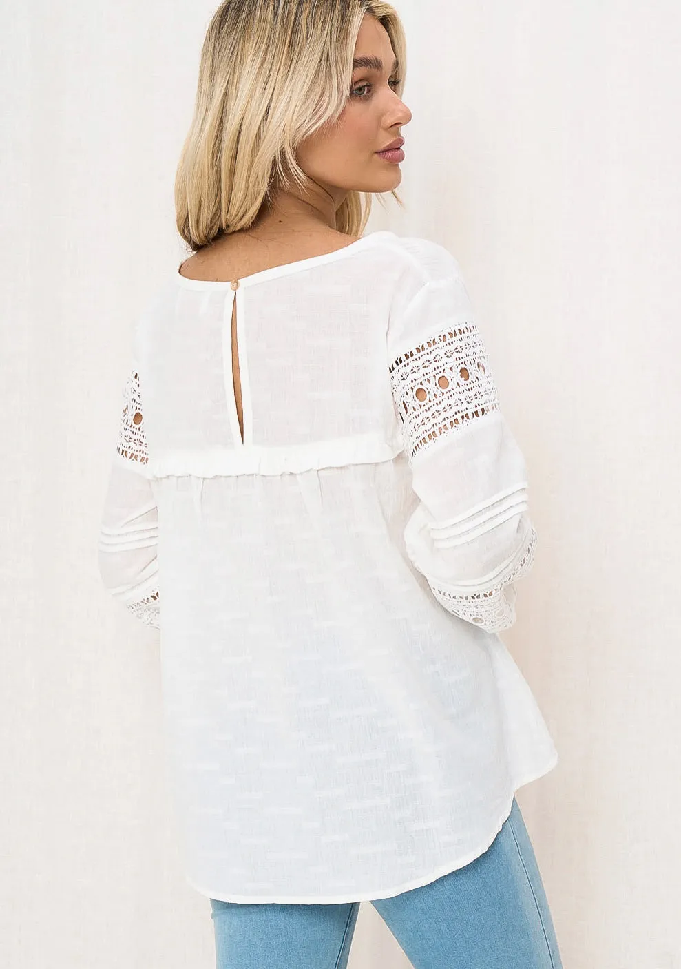 Nicole Lace White Blouse