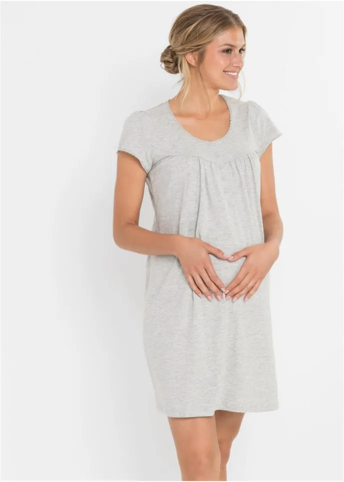 Nightgown for nursing mothers made of natural cotton bpc bonprix collection, gray