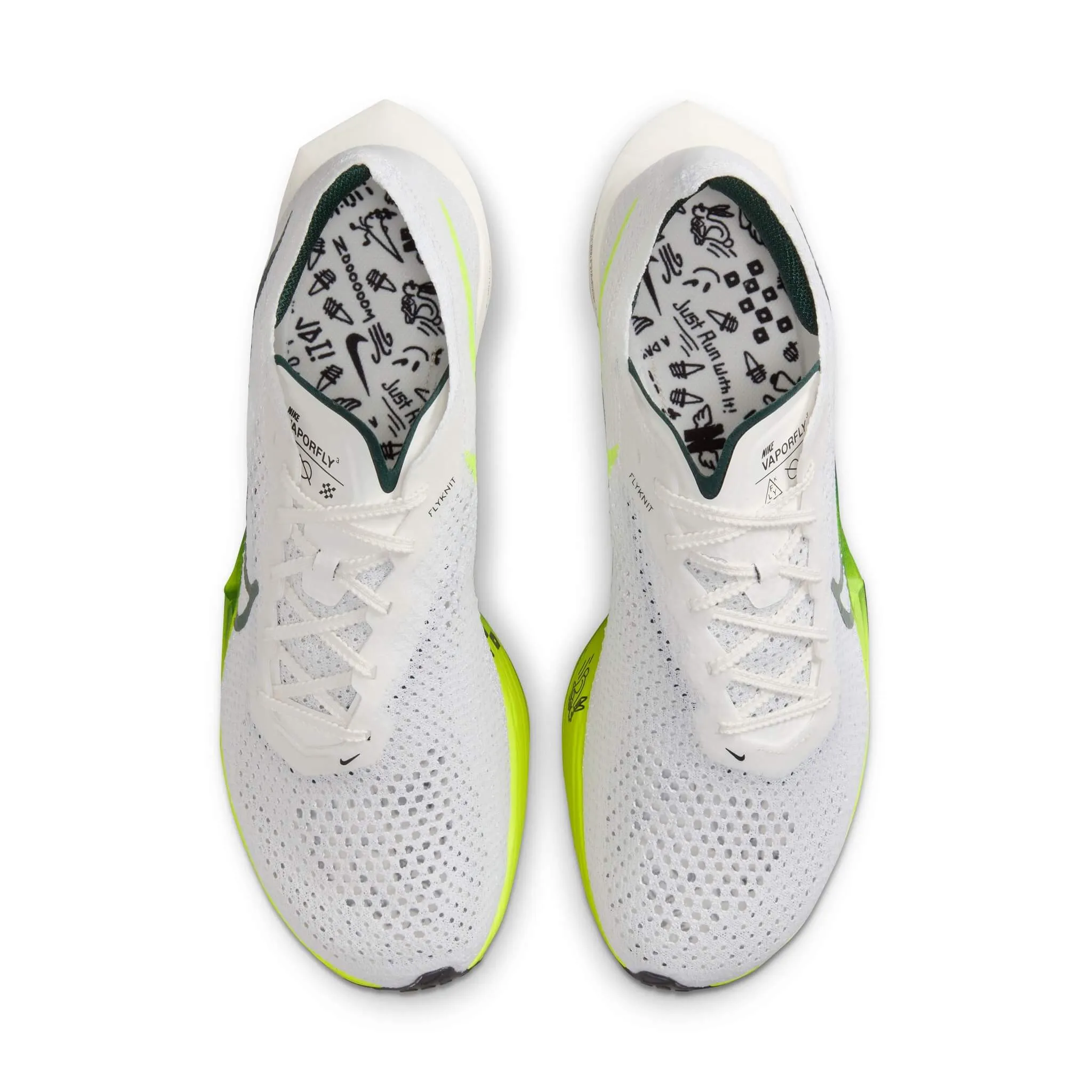 Nike | Men's Vaporfly 3 Road Racing Shoes - White/Pro Green-Volt-Sail