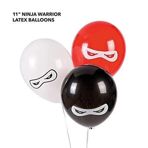 Ninja Party Supplies - Ninja Warrior Table Decorations (Balloons and Plastic Table Cover Set)