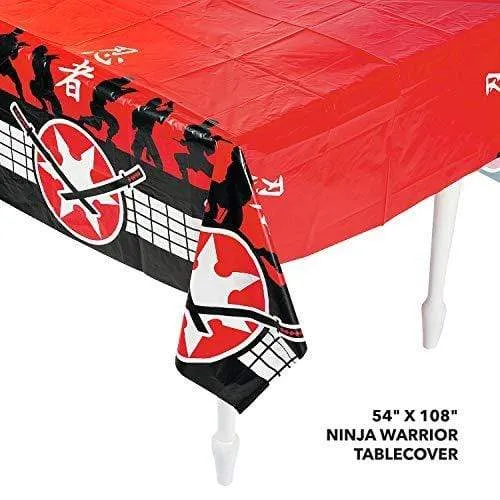 Ninja Party Supplies - Ninja Warrior Table Decorations (Balloons and Plastic Table Cover Set)