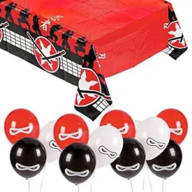 Ninja Party Supplies - Ninja Warrior Table Decorations (Balloons and Plastic Table Cover Set)