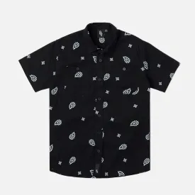 No Love Paisley Button Up Shirt Black