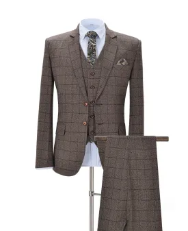 Notch Lapel Tuxedos Plaid 3 Pieces Mens Suit (Blazer vest Pants)