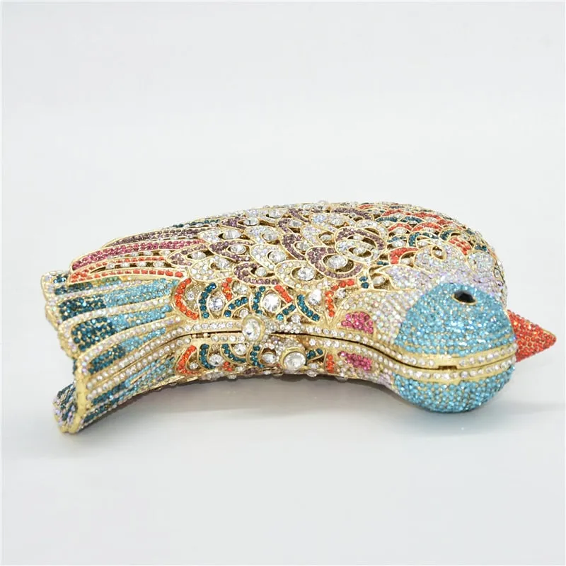 Novelty Animal Bird Handmade Crystal Clutch Purse Handbag