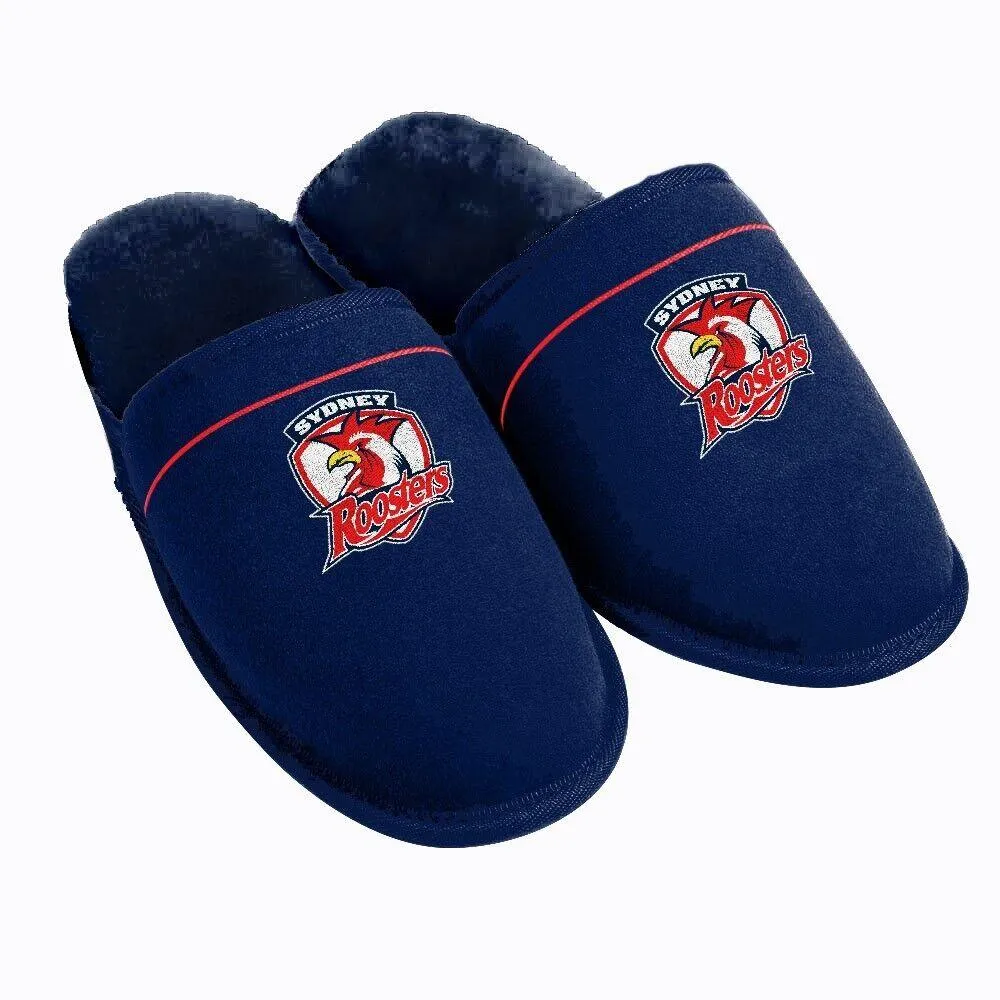 NRL Supporter Slippers - Sydney Roosters - Mens Size - Fluffy Winter Shoe