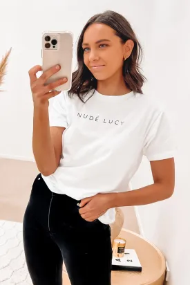 Nude Lucy Organic Slogan Tee White