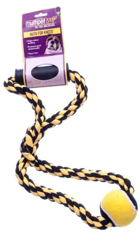 Nuts for Knots Rope Tug with Handle and Tennis Ball, Assorted, 14"