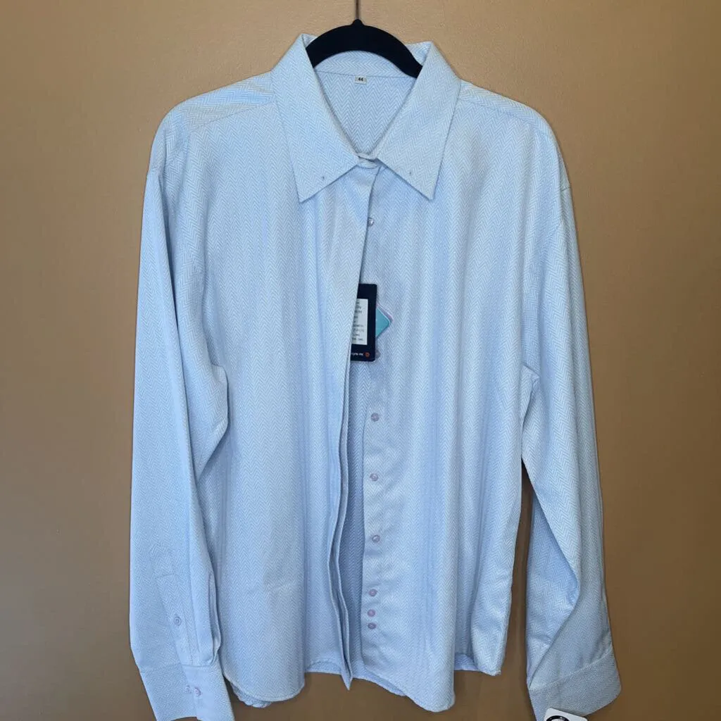 NWT SHIRT HEARTMEYERS BLUE HERRINGBONE