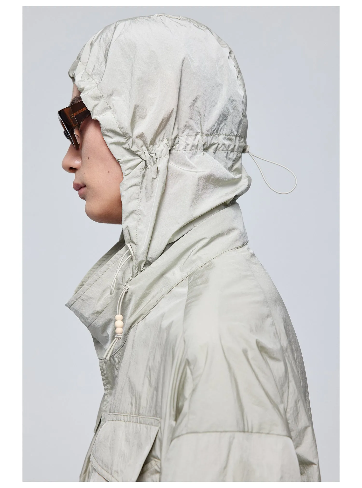 Nylon mid-length jacket