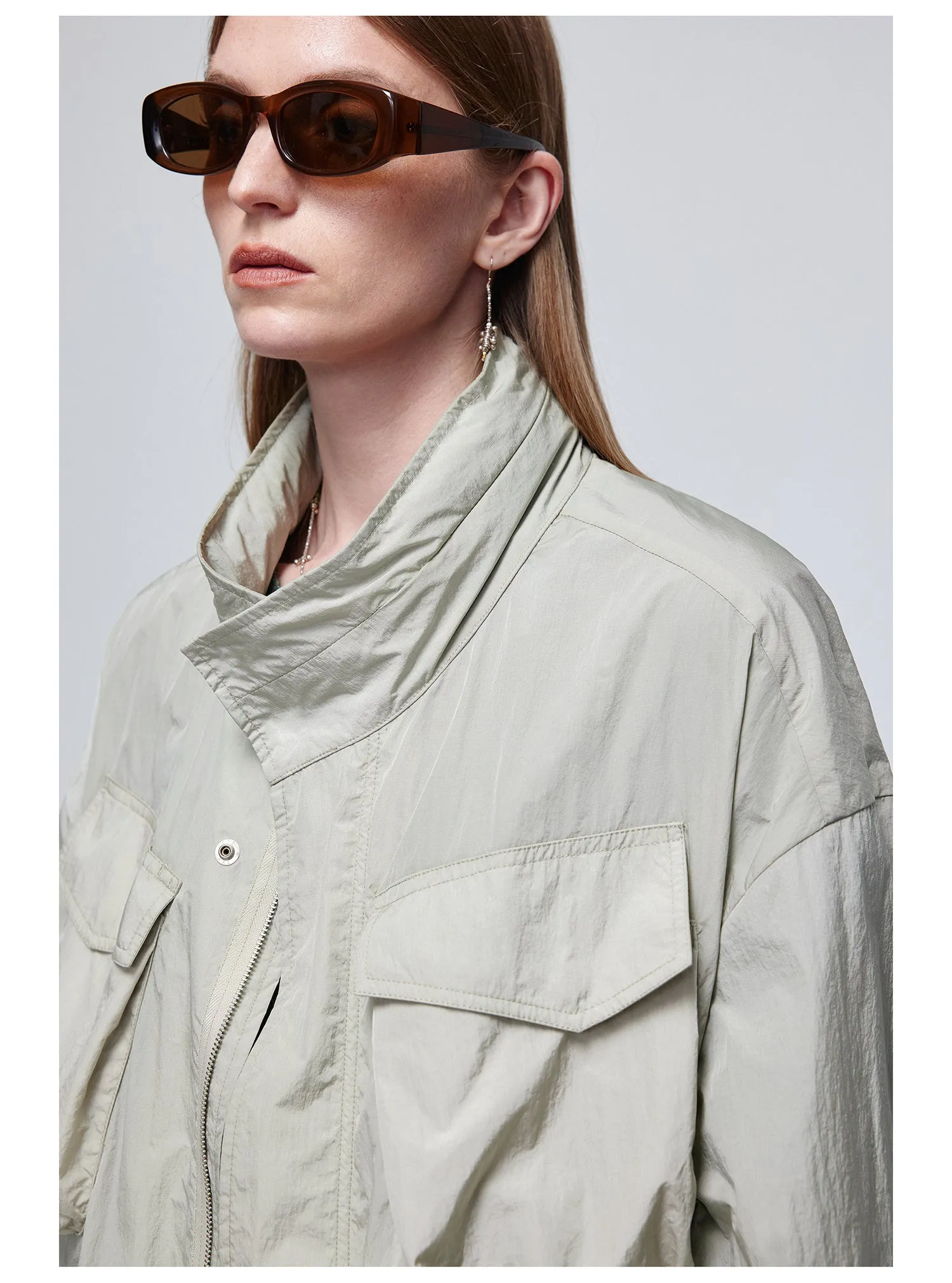 Nylon mid-length jacket