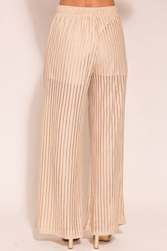 Oatmeal Set-Vacay Poly Lace Pants