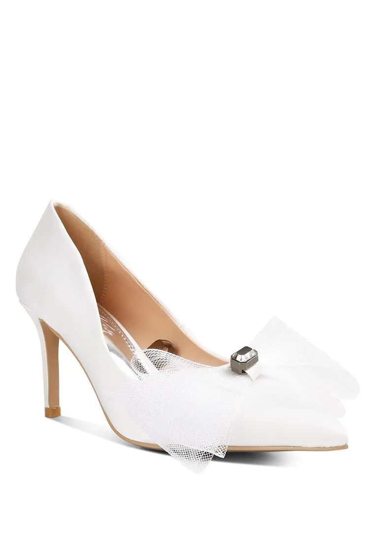 odette diamante embellished bow stiletto pumps