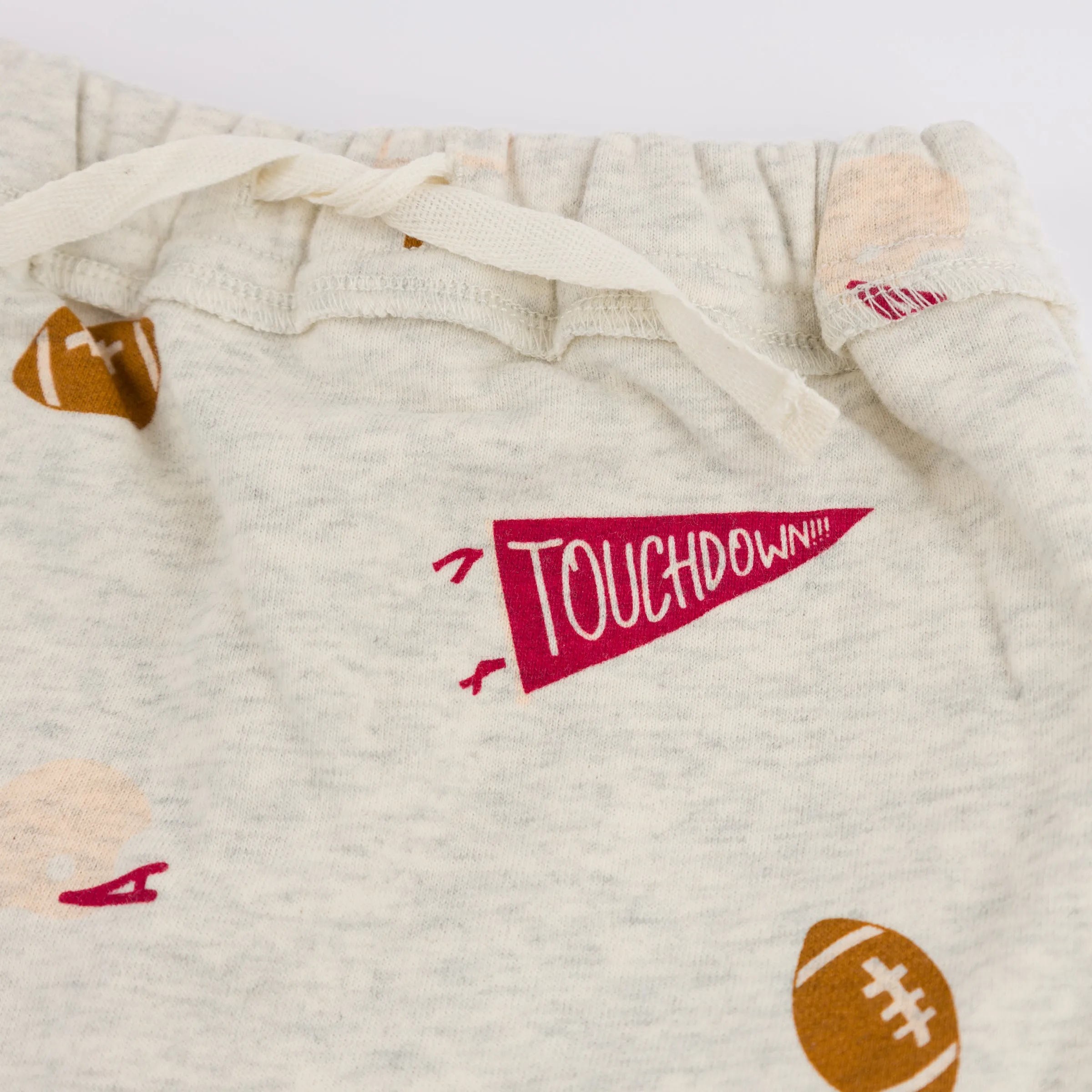 oh baby! Brooklyn Jogger Pants - Vintage Football Print - Oatmeal Heather