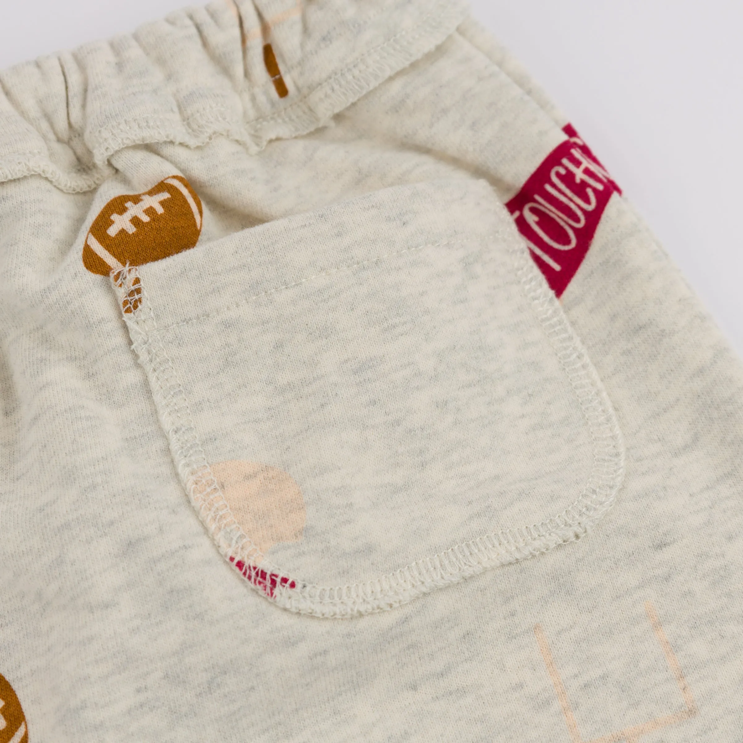 oh baby! Brooklyn Jogger Pants - Vintage Football Print - Oatmeal Heather