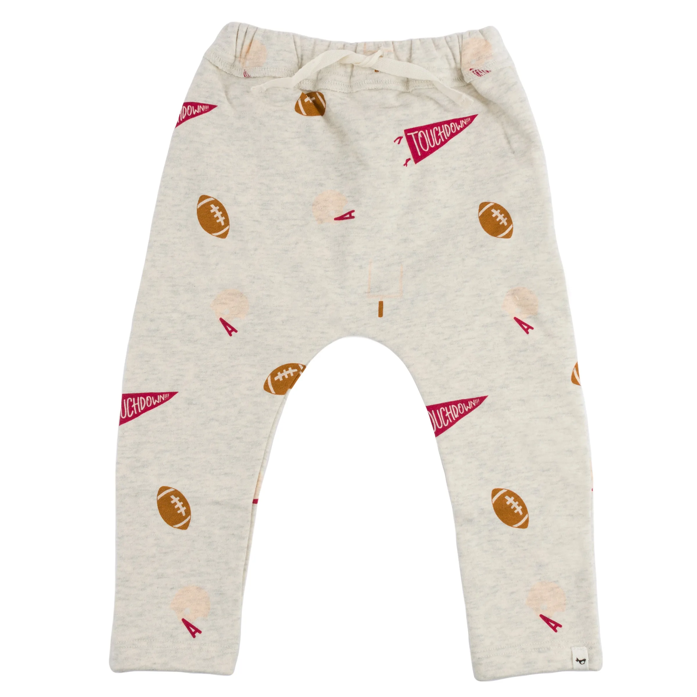 oh baby! Brooklyn Jogger Pants - Vintage Football Print - Oatmeal Heather