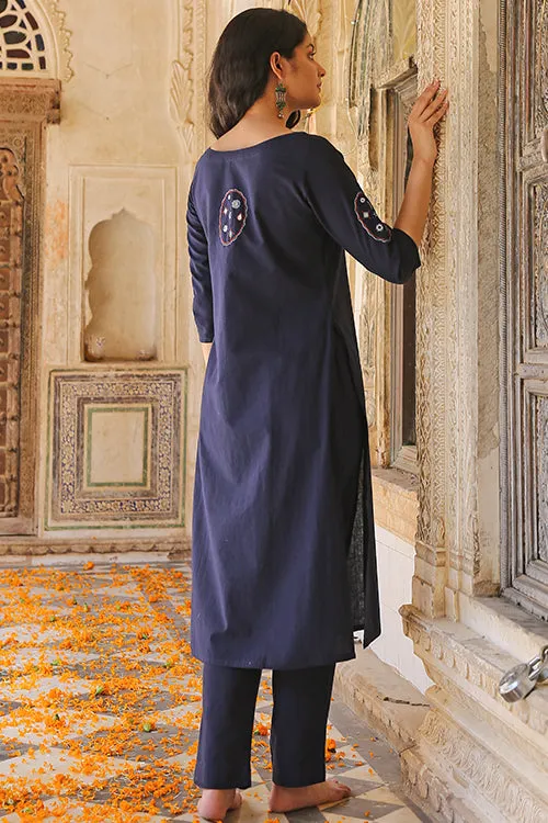 Okhai 'Riverbank' Pure Cotton Hand Embroidered Mirror Work Kurta