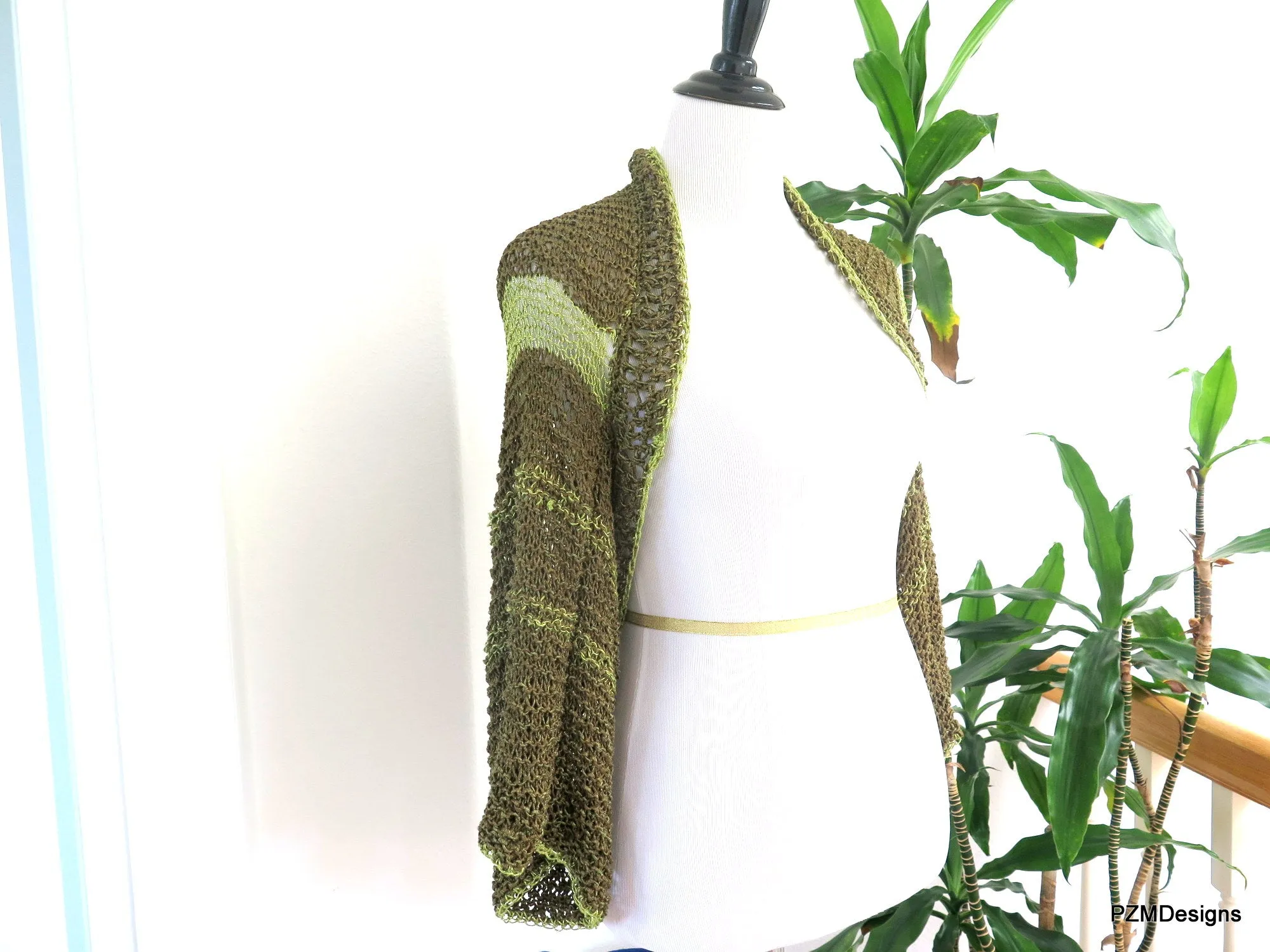 Olive Green and Gold Plus Size Layering Shrug