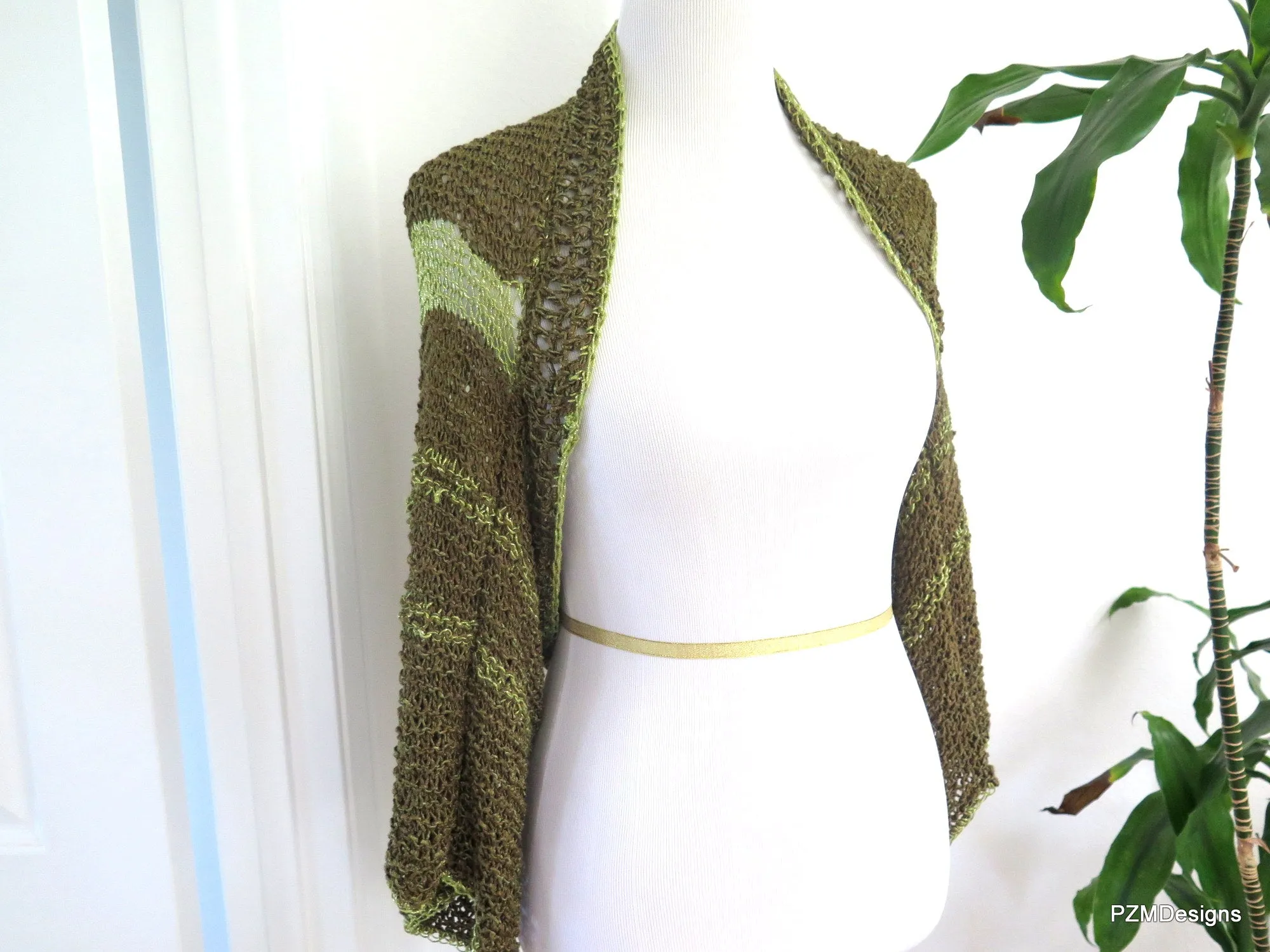 Olive Green and Gold Plus Size Layering Shrug