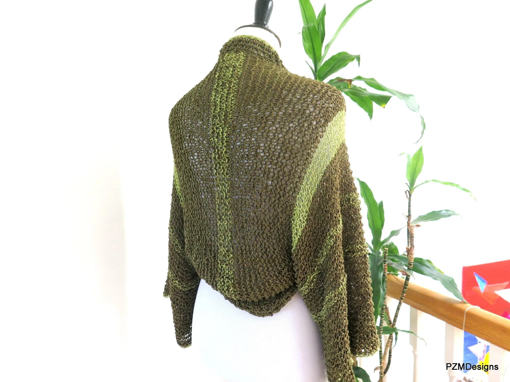 Olive Green and Gold Plus Size Layering Shrug