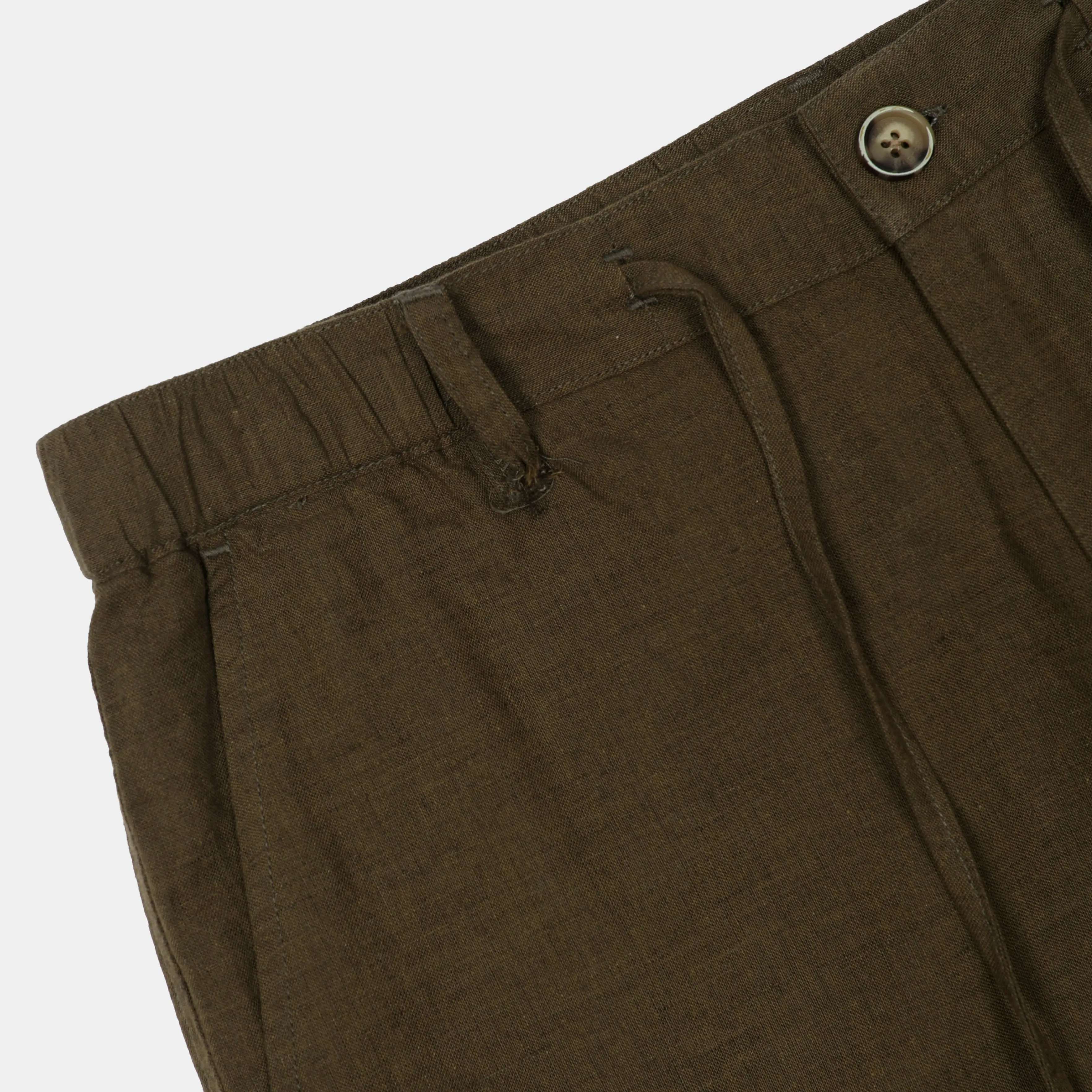 Olive Linen Relaxed Waist Pant