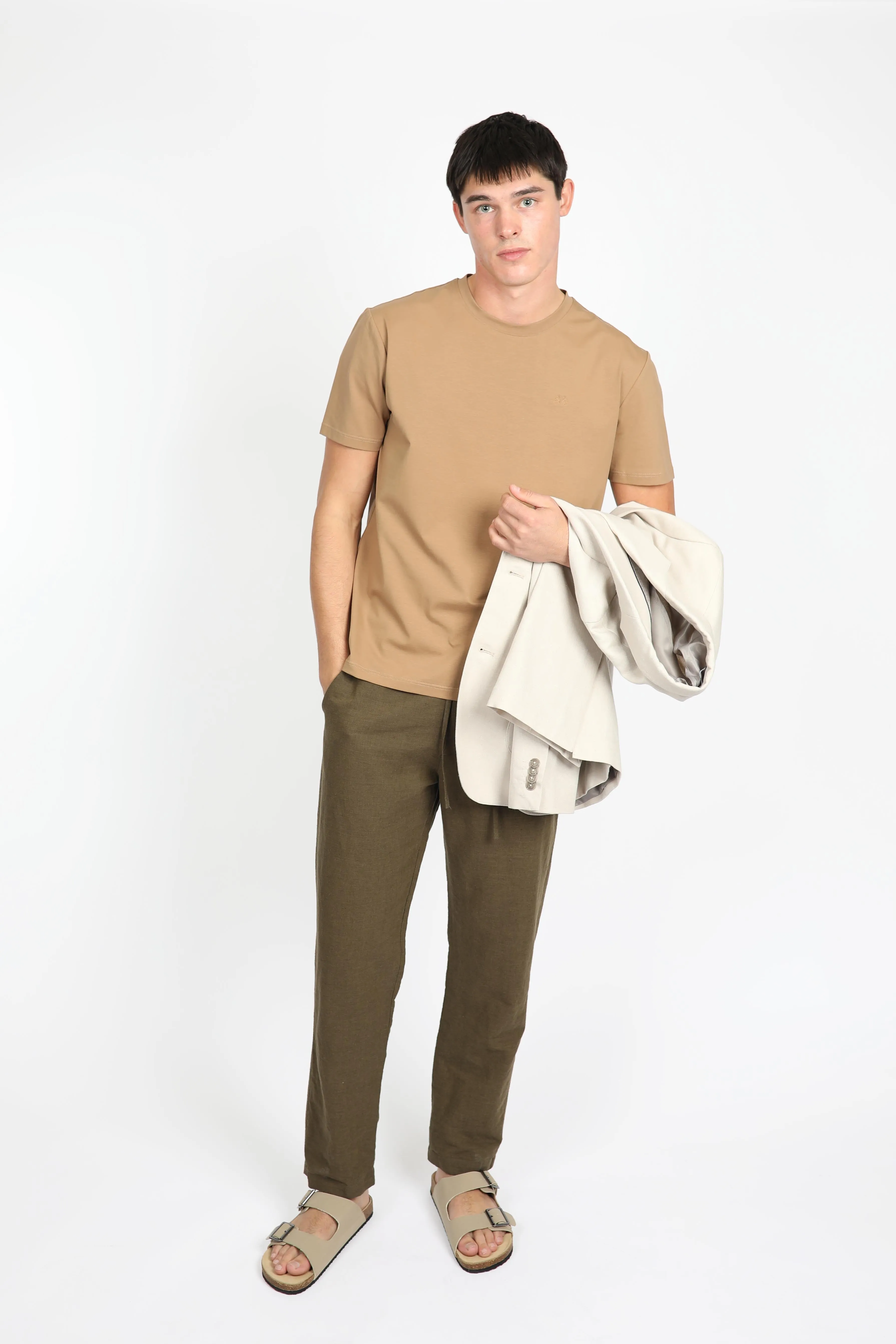 Olive Linen Relaxed Waist Pant