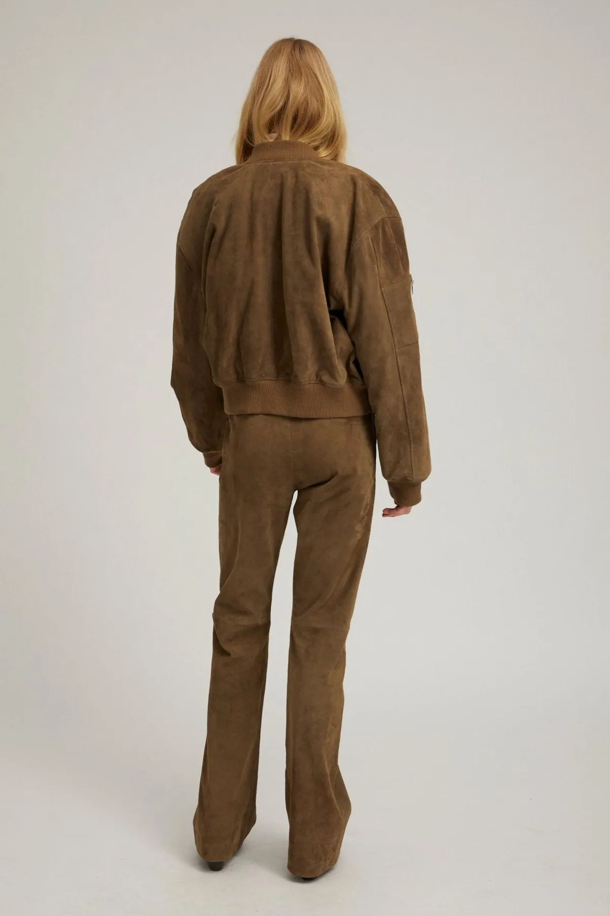 Olive Suede Straight Leg Pants