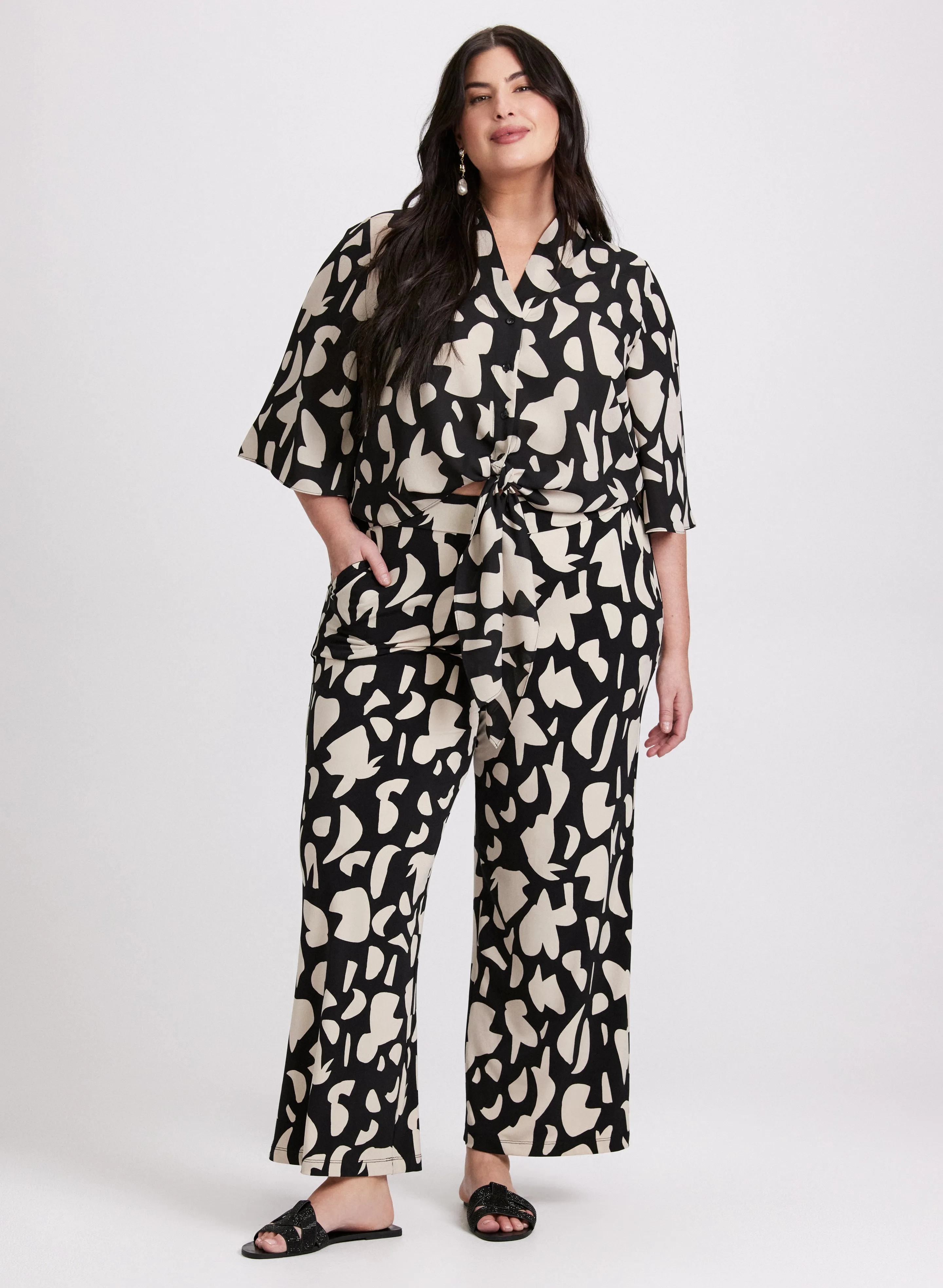 Olivia Printed Wide-Leg Pants