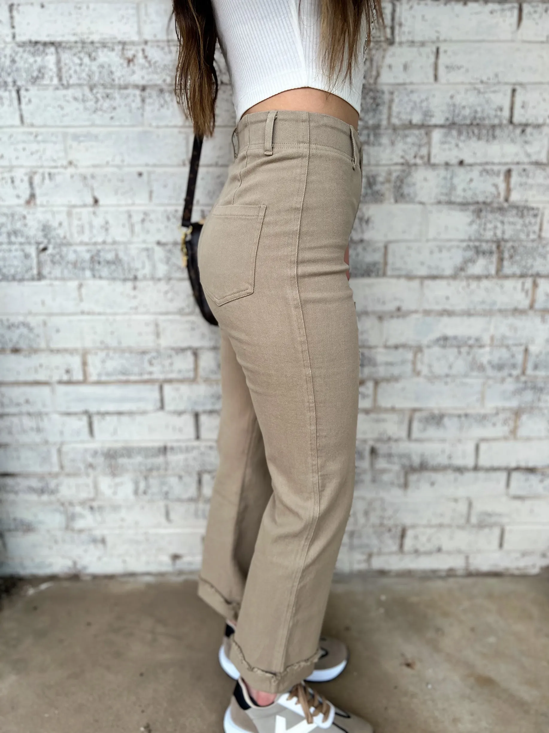 One Good Reason High Rise Khaki Trousers