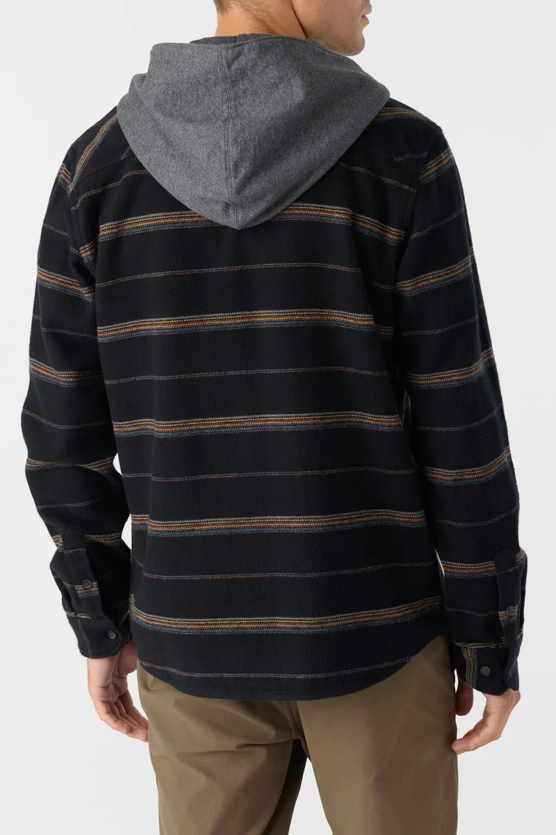 O'Neill Landmarked Stripe Hooded Flannel Shirt-Black