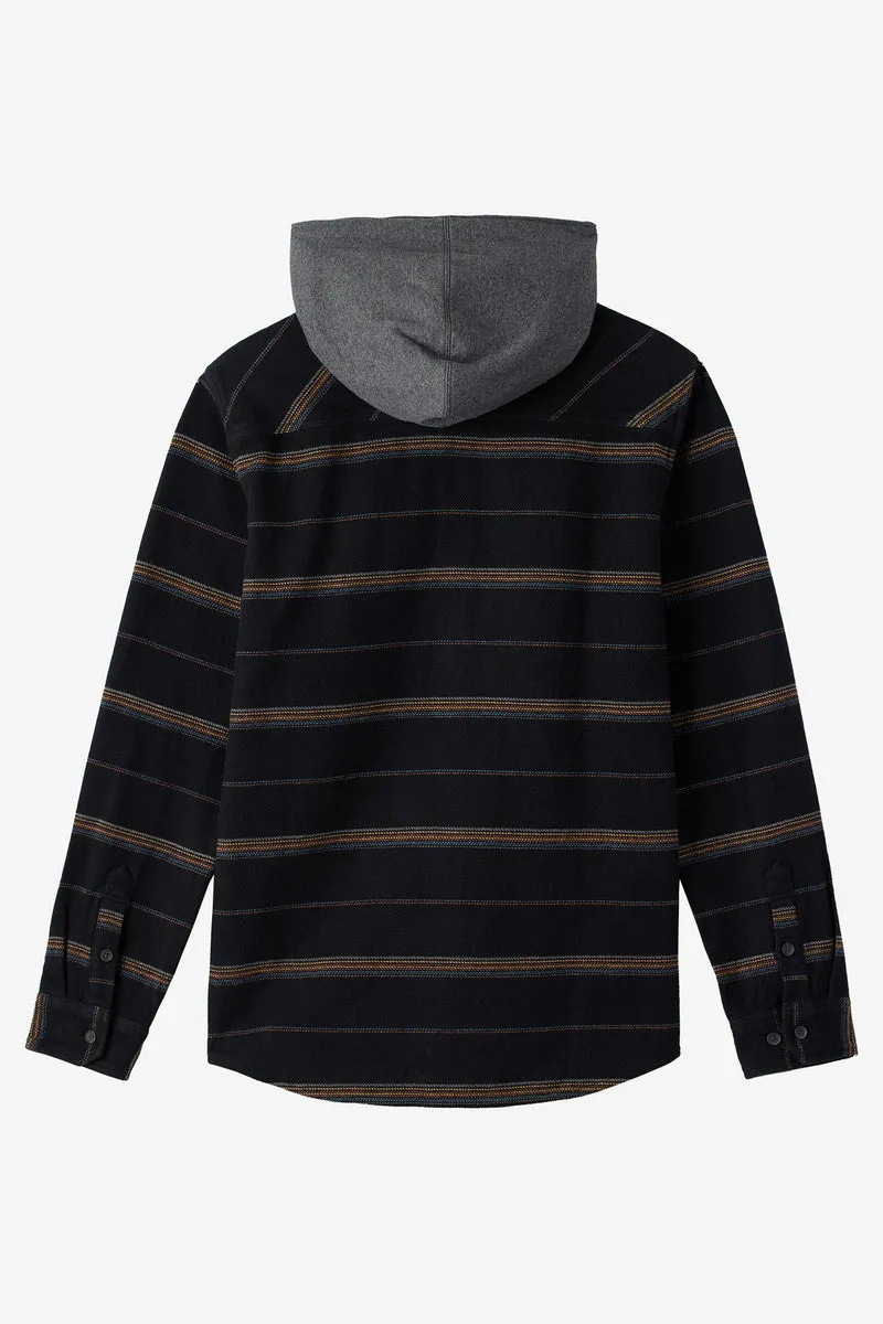 O'Neill Landmarked Stripe Hooded Flannel Shirt-Black