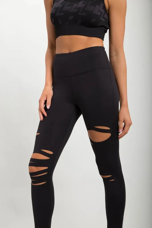 *Online Exclusive* Mono B Red Laser-Cut Highwaist Leggings