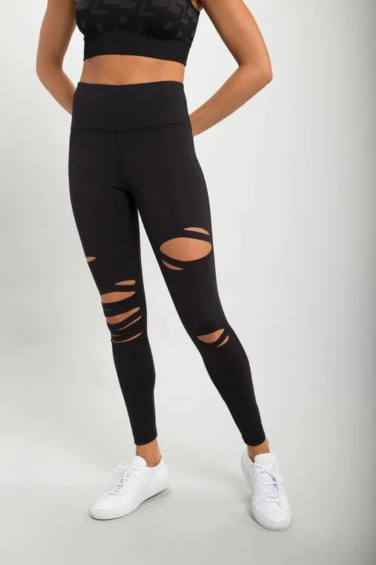 *Online Exclusive* Mono B Red Laser-Cut Highwaist Leggings