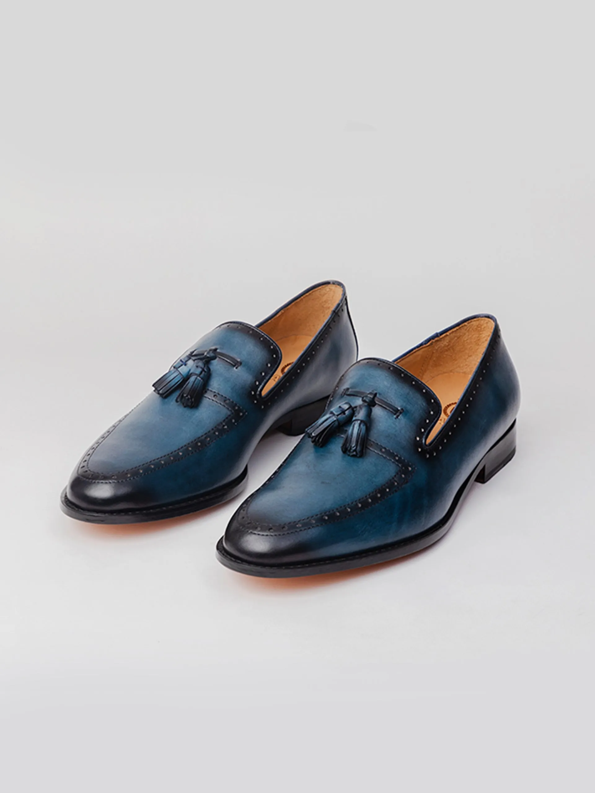 Onyx Tassel Loafer - Slate Blue Patina Finished