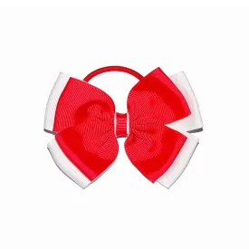 Opal Bow Hair Bobble Red / White