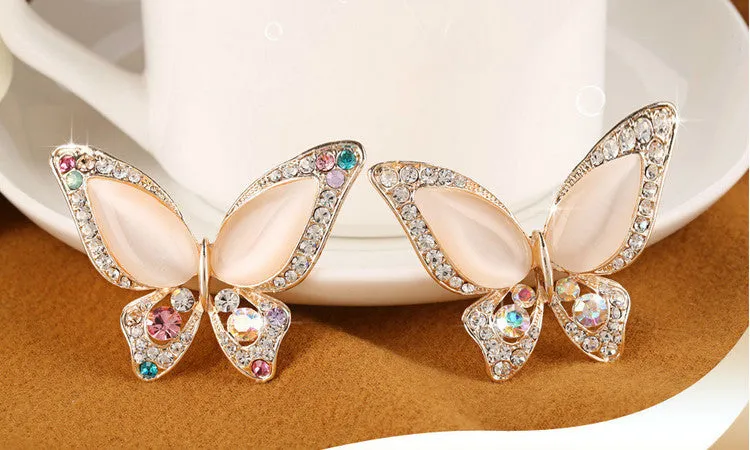 Opal Butterfly Brooch Rhinestone Fashion Gold Plated  for Women