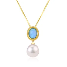 Opal Freshwater Baroque Pearls Necklace Gold Vermeil