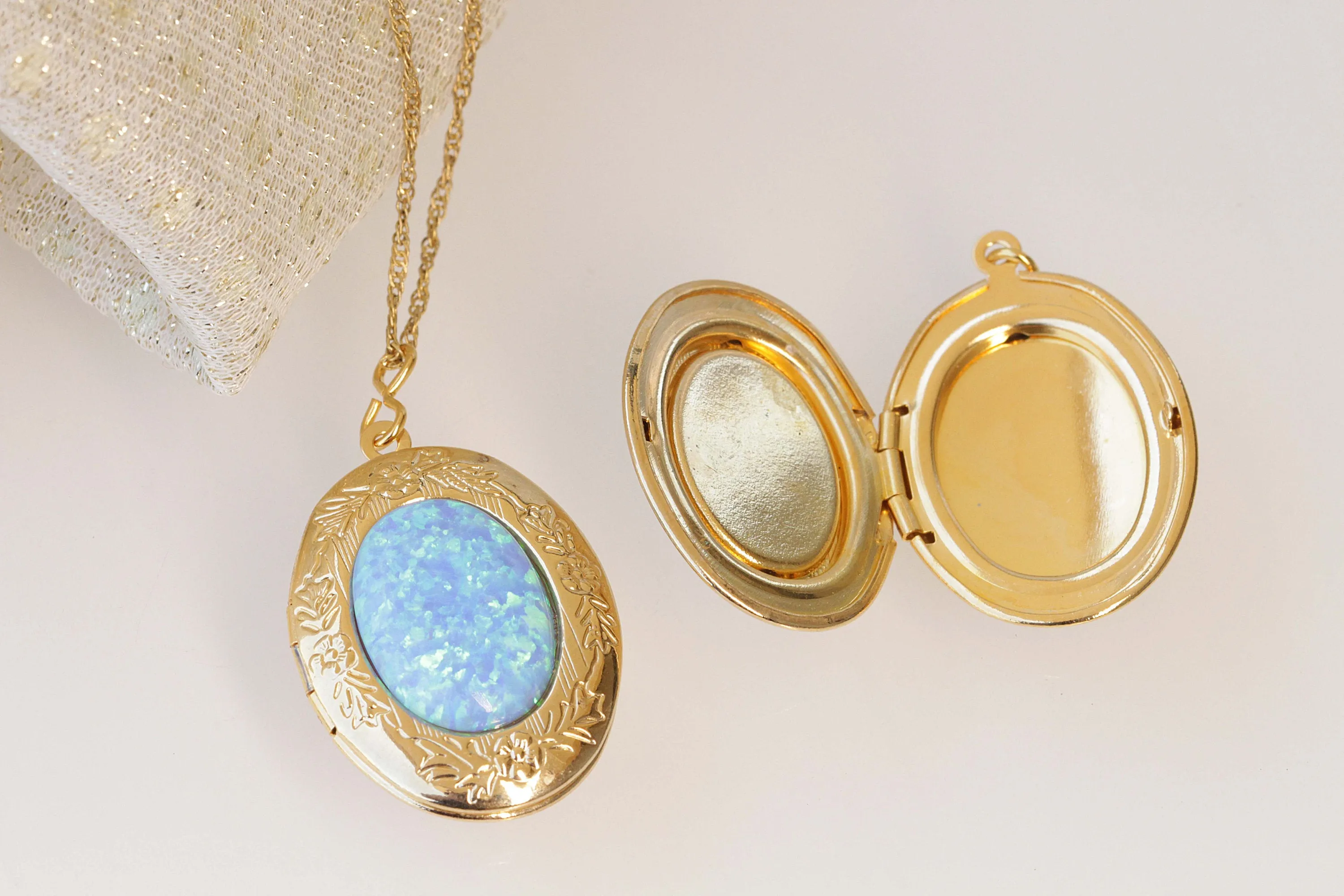 Opal Locket Necklace