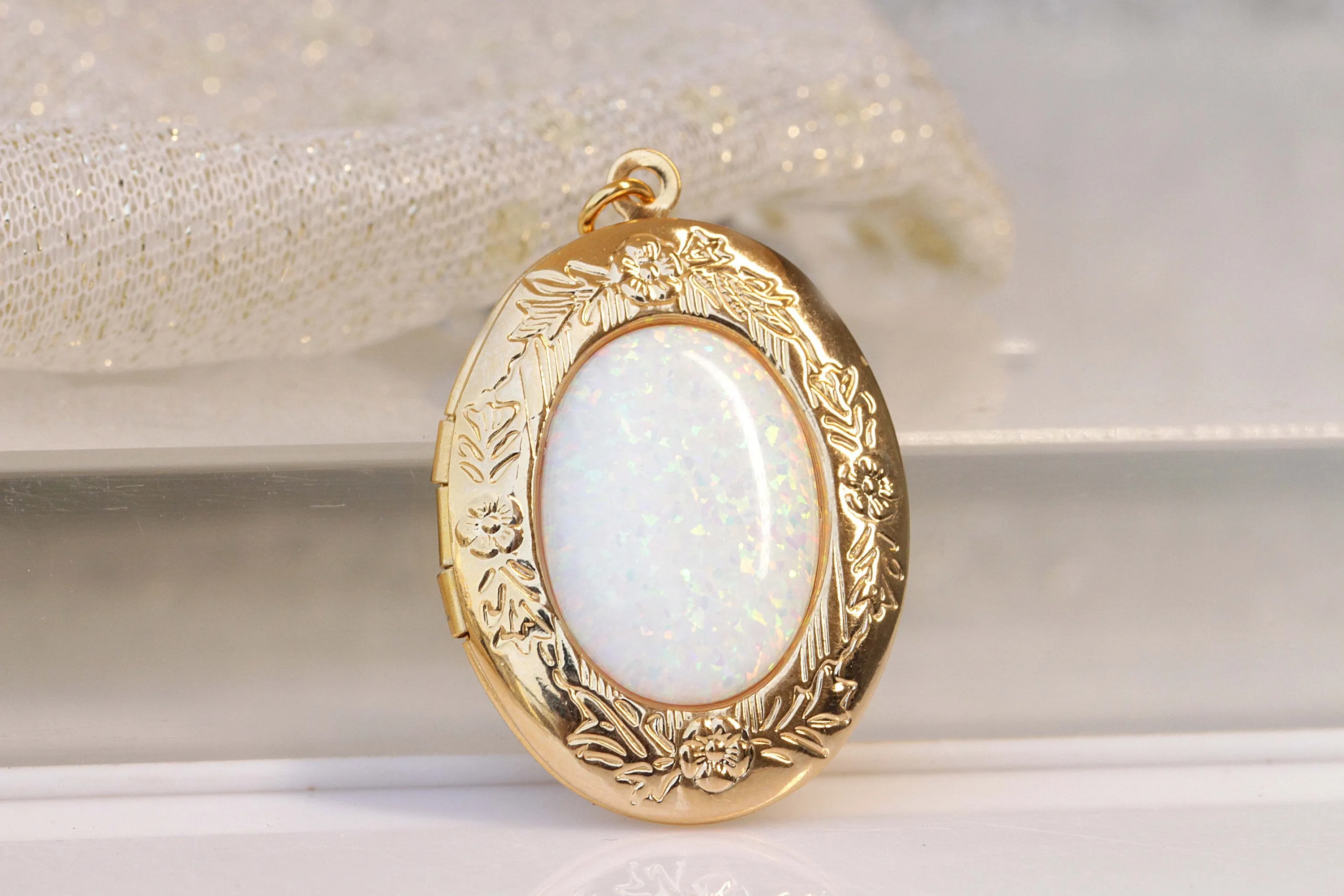 Opal Locket Necklace