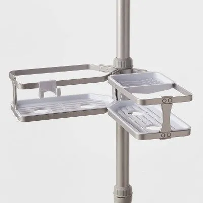 Open Box - Threshold Tension Pole Aluminum Shower Caddy Bathroom Corner Shelf Organizer