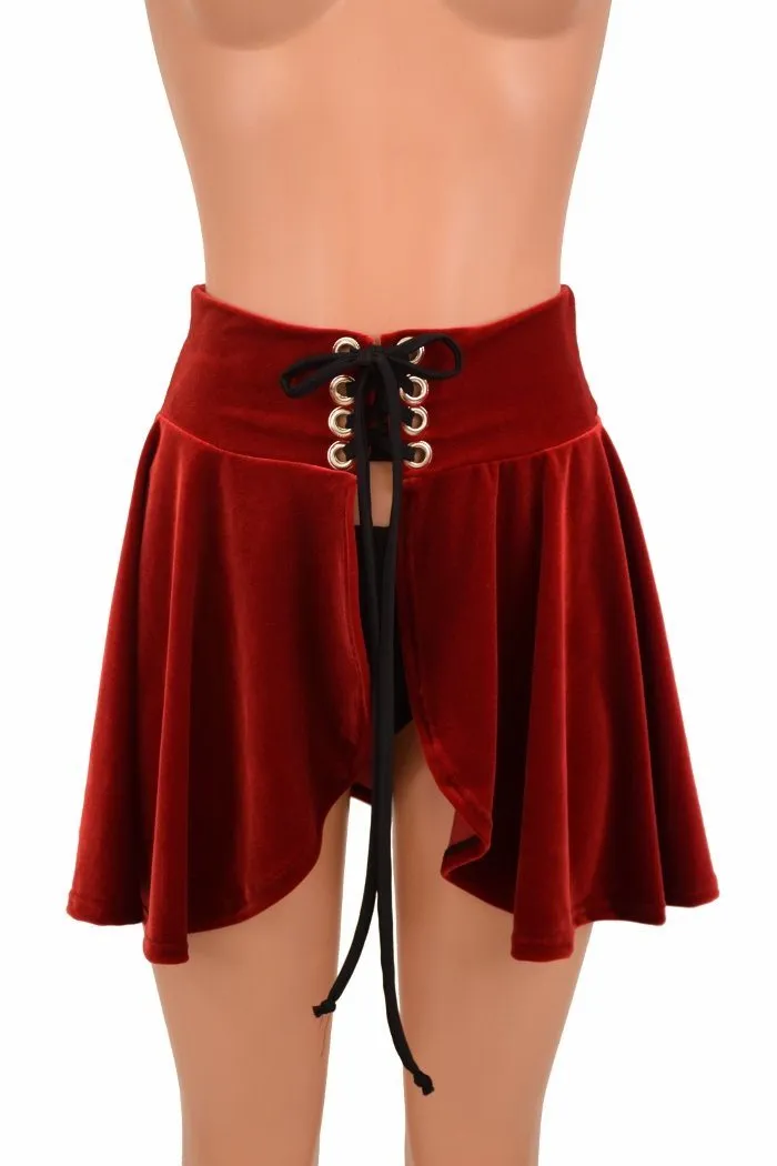 Open Front Lace Up Circle Cut Skirt