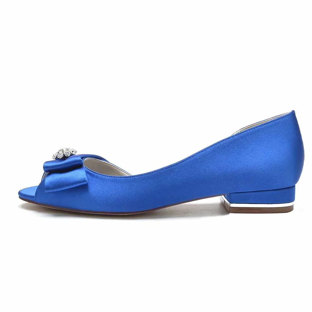 Open Toe Satin Formal Flats comfortable event shoes wedding shoes