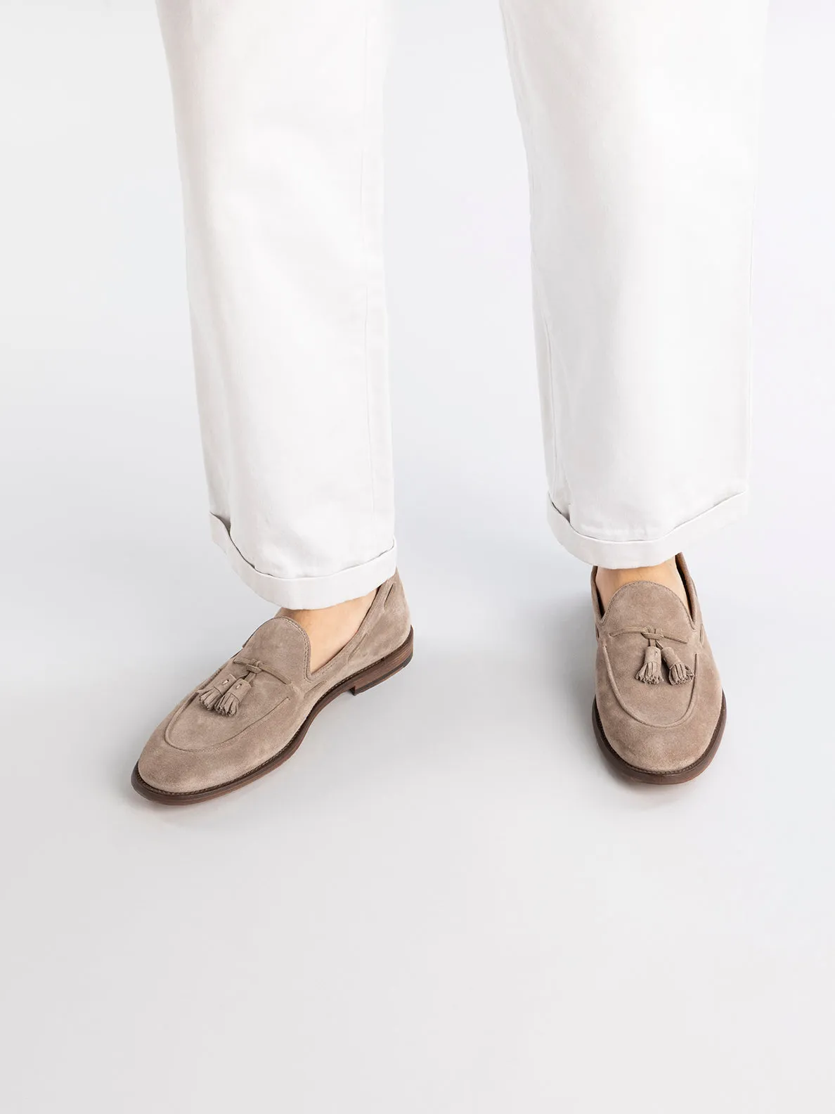 OPERA 002 - Taupe Suede Tassel Loafers